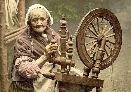 Irish Woman at Spinning Wheel