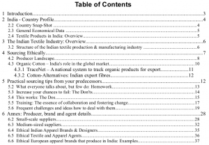 Sourcing Ethically from India Guide - Table of Contents
