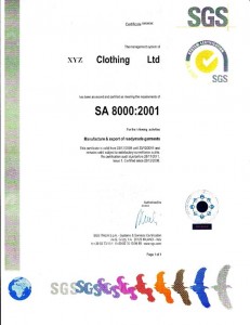 Sample SA8000 Certificate