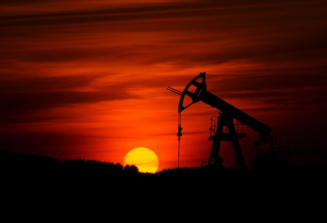 Crude Oil Mining at Sunset