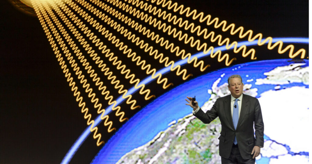 Al Gore giving his famous 'Climate Reality' presentation